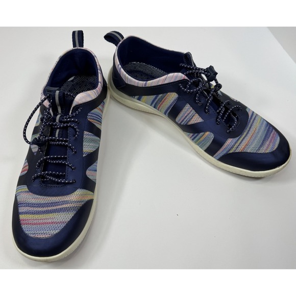Lands' End Shoes - Lands' End Water Shoes Women's 7.5 Navy Striped Quick Dry Drain Sole Beach Wear